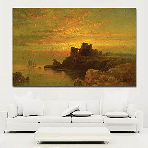 GJQFJBS HD Imprimir Naturaleza Paisaje Pintura al óleo Pareja idílica Trabajando en el Campo Cartel Sala de Estar Arte de Pared A4 50x70cm