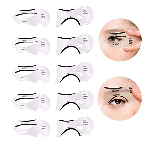 GL-Turelifes - Kit de 24 plantillas para crear estilos diferentes de cejas y 10 plantillas para delinear los ojos, utensilios de maquillaje, reutilizables, fáciles de limpiar y flexibles