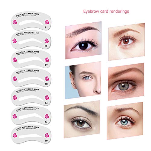 GL-Turelifes - Kit de 24 plantillas para crear estilos diferentes de cejas y 10 plantillas para delinear los ojos, utensilios de maquillaje, reutilizables, fáciles de limpiar y flexibles