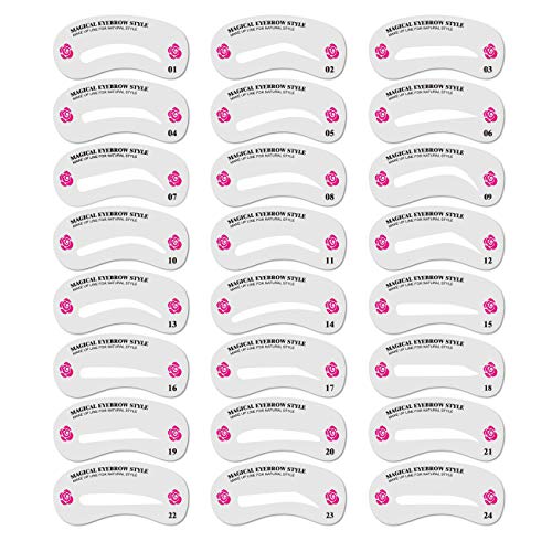 GL-Turelifes - Kit de 24 plantillas para crear estilos diferentes de cejas y 10 plantillas para delinear los ojos, utensilios de maquillaje, reutilizables, fáciles de limpiar y flexibles