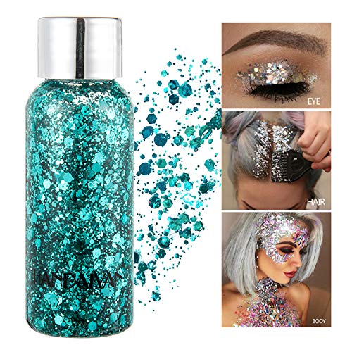 GL-Turelifes Lentejuelas de sirena con purpurina líquida, sombra de ojos, gel para el cuerpo, festival, purpurina, cosméticos, para el pelo, maquillaje de larga duración, brillo de 30 g (04# verde)