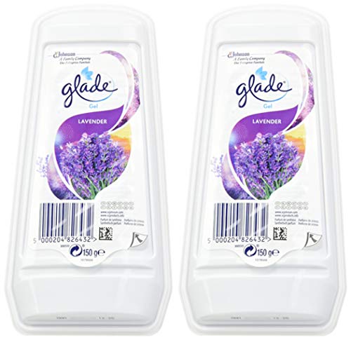 Glade By Brise Gel sólido ambientador de larga duración, frescor en la casa, eficiencia 1 meses, aroma a lavanda y jazmín, 150 g, lote de 2