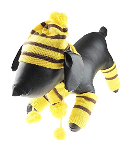 Glamour Girlz Super Cute Perros Gatos Cálido Invierno Knit Bufanda, Calentadores de piernas y Bobble Hat Set de Regalo