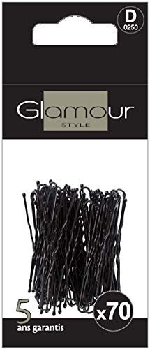 Glamour Style 000250 Horquillas para moño, pack de 70, color negro