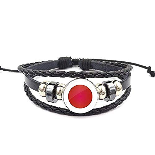 Glaze para Mujer Gargantilla Pulsera de Cuero Negro Brazalete joyería de Dibujos Animados Bandera Nacional de Japón y Chipre y Arabia Saudita