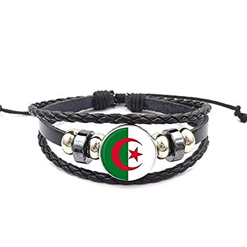 Glaze para Mujer Gargantilla Pulsera de Cuero Negro Brazalete joyería de Dibujos Animados Bandera Nacional de Japón y Chipre y Arabia Saudita