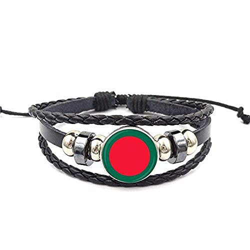 Glaze para Mujer Gargantilla Pulsera de Cuero Negro Brazalete joyería de Dibujos Animados Bandera Nacional de Japón y Chipre y Arabia Saudita