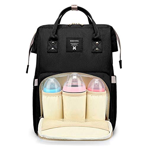 Glenmore's Page Mochila Carro Bebe Pañales Bolso Maternal Mochilas para Mama Impermeable Grande Mochilas Viaje (negro)