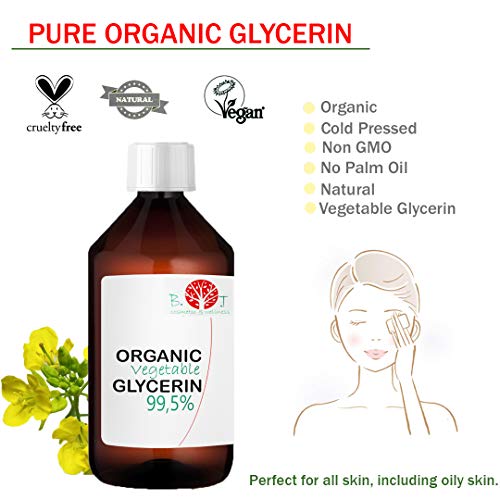Glicerina Liquido Vegetal Pura natural Ecologica 99% PhEur Glicerol 100% Natural Grado farmaceutico y Alimentario, para Jabon, Cosmetica 630g / 500 ml
