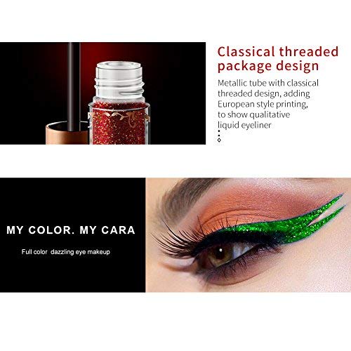 Glitter Liquid Eyeliner, pluma de larga duración resistente al agua para sombras de ojos Cosmetic Professional Glitter maquillaje metálico brillante(1)