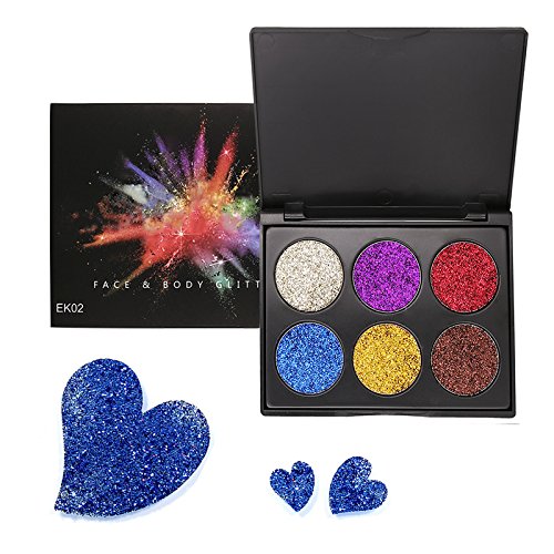 Glitter Polvo Paleta de Maquillaje Profesional, KRABICE 6 Colores Purpurina Gel Arte de Uñas Decoración cara cuerpo labios sombra de ojos maquillaje con purpurina Maquillaje de Ojos Sombra - #2