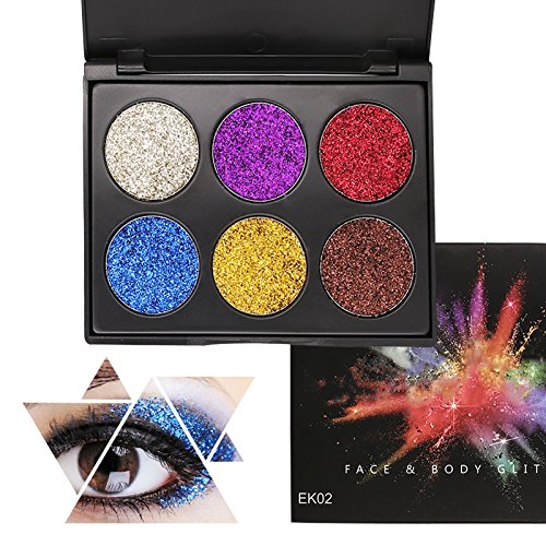 Glitter Polvo Paleta de Maquillaje Profesional, KRABICE 6 Colores Purpurina Gel Arte de Uñas Decoración cara cuerpo labios sombra de ojos maquillaje con purpurina Maquillaje de Ojos Sombra - #2