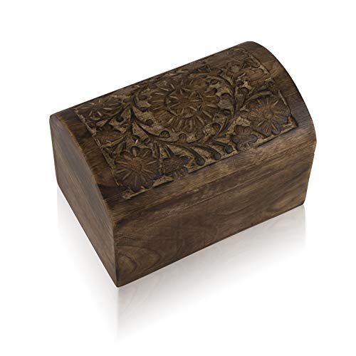 Global Village Bazaar - Joyero decorativo hecho a mano de madera con caja para joyas, organizador de joyas, caja de recuerdos, caja de recuerdos, caja de candado, caja de 9 x 6 pulgadas