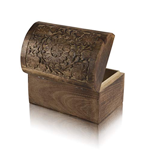 Global Village Bazaar - Joyero decorativo hecho a mano de madera con caja para joyas, organizador de joyas, caja de recuerdos, caja de recuerdos, caja de candado, caja de 9 x 6 pulgadas
