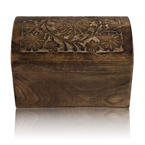 Global Village Bazaar - Joyero decorativo hecho a mano de madera con caja para joyas, organizador de joyas, caja de recuerdos, caja de recuerdos, caja de candado, caja de 9 x 6 pulgadas