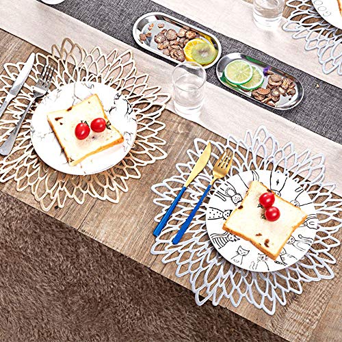 GlobalDream Redondos Salvamanteles Ahuecados, 4 Piezas Manteles Individuales Mantel Individual Tapetes para Mesa de Comedor Kitchen Placemat (Oro Rosa, 38cm)
