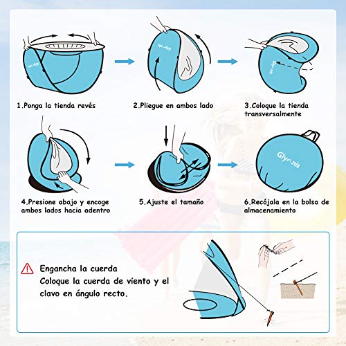 Glymnis Tienda Playa Bebe Pop up Tienda de Bebé con Piscina para Infantil Carpa Plegable Portátil Protección Sol Anti UV 50+ Ventilación Gran Tamaño 120 * 80 * 70cm