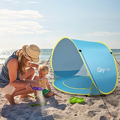 Glymnis Tienda Playa Bebe Pop up Tienda de Bebé con Piscina para Infantil Carpa Plegable Portátil Protección Sol Anti UV 50+ Ventilación Gran Tamaño 120 * 80 * 70cm