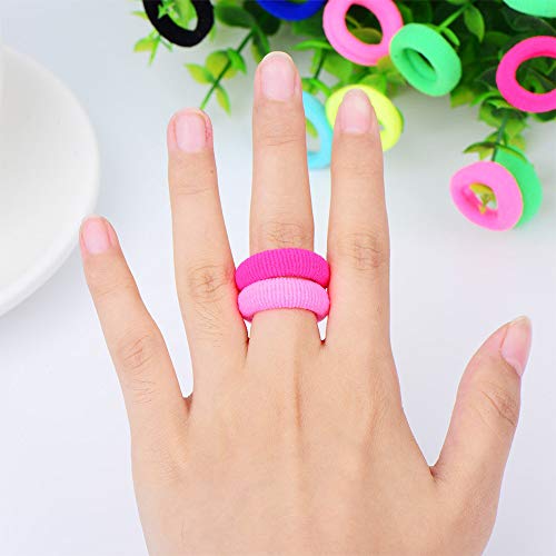 Gobesty Gobesty - Gomas para el pelo para mujer, 100 unidades, de algodón, sin costuras, elásticas de colores, mini bandas para el pelo, coleta de color para niñas y niños