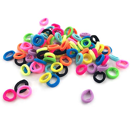 Gobesty Gobesty - Gomas para el pelo para mujer, 100 unidades, de algodón, sin costuras, elásticas de colores, mini bandas para el pelo, coleta de color para niñas y niños