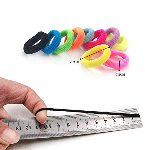 Gobesty Gobesty - Gomas para el pelo para mujer, 100 unidades, de algodón, sin costuras, elásticas de colores, mini bandas para el pelo, coleta de color para niñas y niños