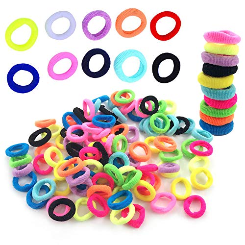Gobesty Gobesty - Gomas para el pelo para mujer, 100 unidades, de algodón, sin costuras, elásticas de colores, mini bandas para el pelo, coleta de color para niñas y niños