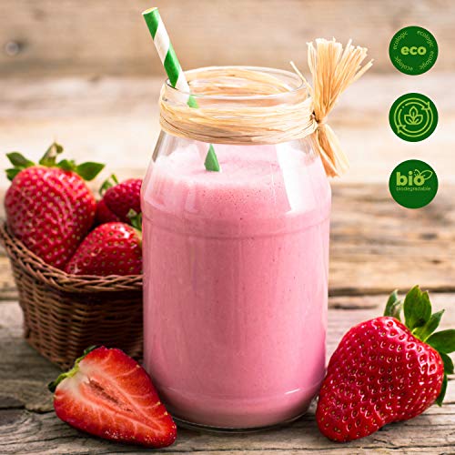 GoBeTree 300 Pajitas de Papel biodegradables con Colores Variados, Pajita Desechables ecológicas compostables. Cañitas para Fiestas, cumpleaños y Celebraciones. Bebidas frías y Calientes.