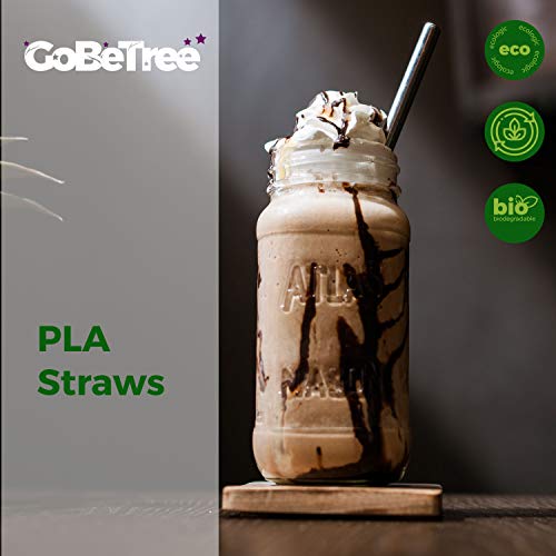 GoBeTree 300 pajitas de plástico pla Biodegradable de Colores Variados. Pajita Desechables ecológicas compostables. Cañitas para Fiestas y cumpleaños. Bebidas frías.