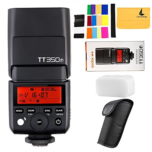 Godox TT350F Mini 2.4G TTL HSS 1/8000S GN36 Inalambrico Camara Speedlite Flash para Fuji X-Pro1 x-t20 x-t2 x-t10 X-T1 X-Pro1 X-E1 x-a3 X100 F X100T Camara + Regalo Blanco Caja Suave(TT350F)