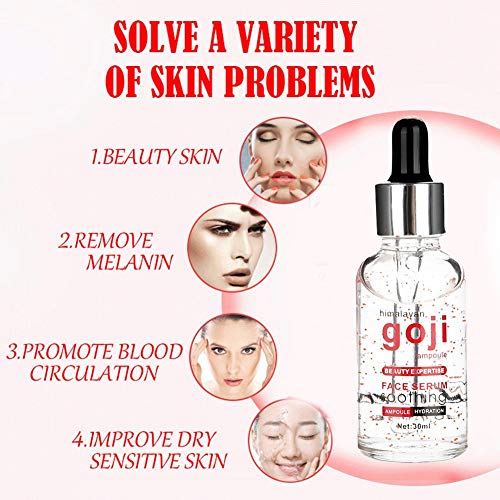 Goji Berries Serum, Anti-Envejecimiento Antioxidante Facial Hidratante Revitalizante Anti Arrugas Dilución Melanina Cuidado Facial Aceite Esencial, Suave y Sin Irritación 30ml