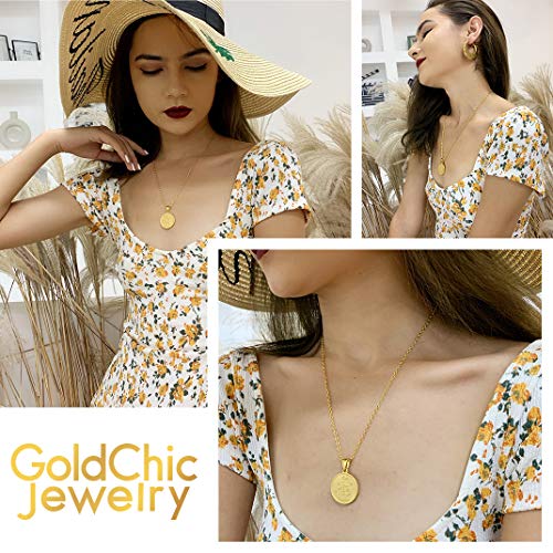 GoldChic Jewelry Géminis Colgante Collar Dorado Acero Inoxidable con baño de Oro, Cadena Ajustable, horóscopo zodíaco constelaciónes, Gratis Caja de Regalo