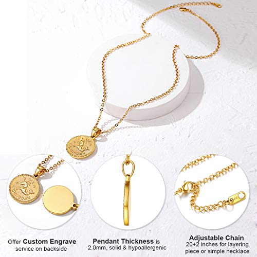 GoldChic Jewelry Géminis Colgante Collar Dorado Acero Inoxidable con baño de Oro, Cadena Ajustable, horóscopo zodíaco constelaciónes, Gratis Caja de Regalo