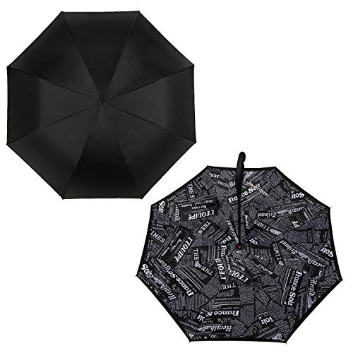 Golden Lemur Paraguas Invertido. Paraguas Originales Mujer y Hombre de Colores. Grande, para Coche Antiviento. Doble Capa, Reversible, Abre al Revés, Asa Manos Libres Funda Garantia Calidad, Letras