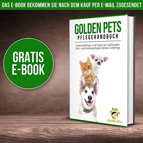 Golden Pets - Cepillo de bambú para perros y gatos, alisado y desfieltro, tamaño medio, pelo largo, adecuado para pelo largo, peine para perros para lana interior, incluye manual de cuidado