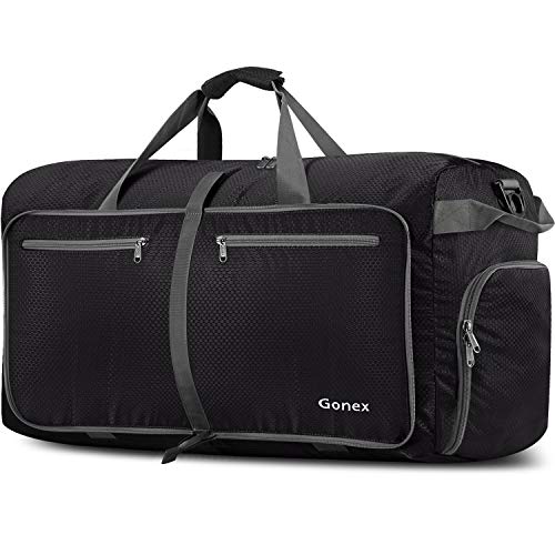 Gonex Bolsa de Viaje 150L, Plegable Ligero Bolso Equipaje Maleta Grande Bolsas Deportes Gimnasio Maletas de Mano Impermeable Duffel Travel Bag para Hombres y Mujeres Fin de Semana (Negro)