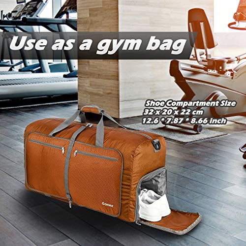 Gonex Bolsa de Viaje 40L, Plegable Ligero Bolso Equipaje Maleta Grande Bolsas Deportes Gimnasio Maletas de Mano Impermeable Duffel Travel Bag para Hombres y Mujeres Fin de Semana (Naranja)