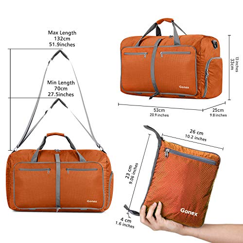 Gonex Bolsa de Viaje 40L, Plegable Ligero Bolso Equipaje Maleta Grande Bolsas Deportes Gimnasio Maletas de Mano Impermeable Duffel Travel Bag para Hombres y Mujeres Fin de Semana (Naranja)