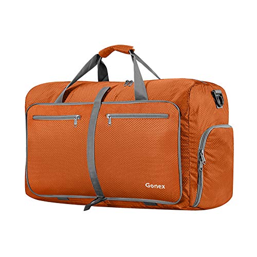 Gonex Bolsa de Viaje 40L, Plegable Ligero Bolso Equipaje Maleta Grande Bolsas Deportes Gimnasio Maletas de Mano Impermeable Duffel Travel Bag para Hombres y Mujeres Fin de Semana (Naranja)