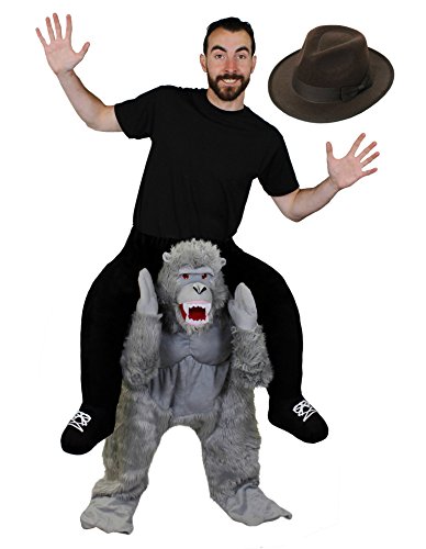 Gorila Pick Me Up +Exploradora Sombrero Para Disfraz con Peluche Disfraz Mono Perfecto Para Halloween o cualquier Fiesta De Disfraces ilovefancydress - Adulto Talla Única