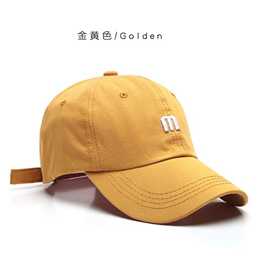 Gorra con Bordado de la Letra M del Sombrero, ala Curva del Todo-fósforo de los Hombres, Sombrero para el Sol de Capota Suave de algodón Puro, Gorra de béisbol Femenina Simple y Moderna