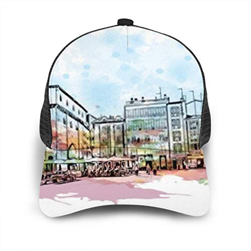 Gorra de Béisbol Hombres Mujeres, Vista del Edificio Hito Burgos Capital Provincial Camisa de Malla Ajustable Verano Béisbol Venteado Gorra de Sol Sombrero Gorra de Béisbol
