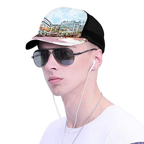 Gorra de Béisbol Hombres Mujeres, Vista del Edificio Hito Burgos Capital Provincial Camisa de Malla Ajustable Verano Béisbol Venteado Gorra de Sol Sombrero Gorra de Béisbol