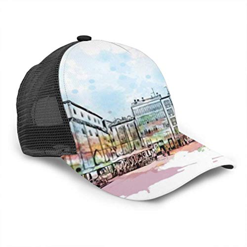 Gorra de Béisbol Hombres Mujeres, Vista del Edificio Hito Burgos Capital Provincial Camisa de Malla Ajustable Verano Béisbol Venteado Gorra de Sol Sombrero Gorra de Béisbol