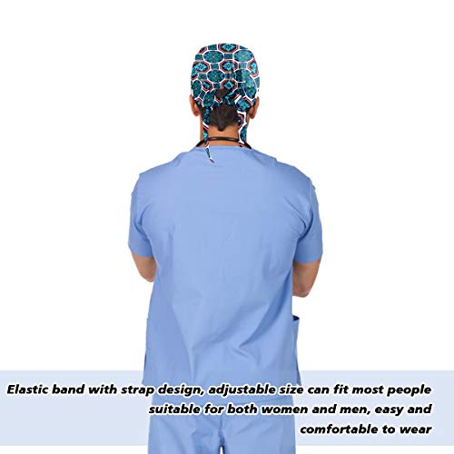 Gorras de trabajo en forma de calabaza con banda para el sudor ajustable, gorra de trabajo con botón multicolor, textura Talavera unisex