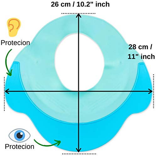 Gorro de Champú para bebés y niños pequeños, Gorro de ducha para niños de silicona, Protector contra Champú, Visera de protección infantil para Ojos y Oídos para niños de 0 a 9 años, azul