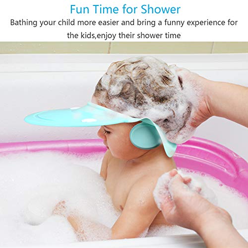 Gorro de ducha bebe KATOOM gorro de champú infantil visera protección reutilizable de silicona suave segura impermeable ajustable lavarse el cabello sin Irritarse los ojos y orejas en baño