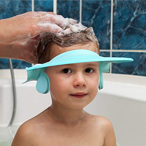 Gorro de ducha bebe KATOOM gorro de champú infantil visera protección reutilizable de silicona suave segura impermeable ajustable lavarse el cabello sin Irritarse los ojos y orejas en baño