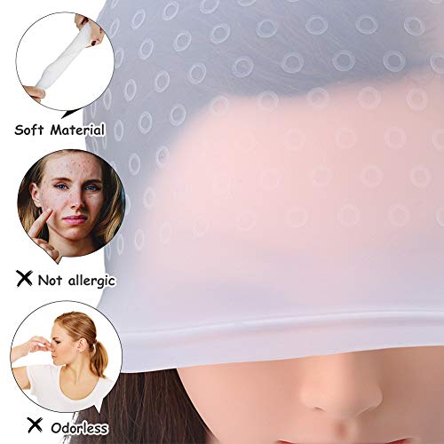 Gorro Mecha Silicona, Destacando el Casquillo Glaseado, Gorra de Seleccionar de Silicona, Gorro de Tinte Para el Cabello Reutilizable con Ganchos Para Mujeres Teñido del Cabello Para Niñas (1 Juego)