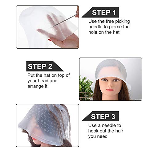 Gorro Mecha Silicona, Destacando el Casquillo Glaseado, Gorra de Seleccionar de Silicona, Gorro de Tinte Para el Cabello Reutilizable con Ganchos Para Mujeres Teñido del Cabello Para Niñas (1 Juego)