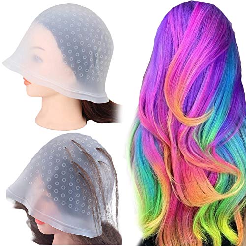 Gorro Mecha Silicona, Destacando el Casquillo Glaseado, Gorra de Seleccionar de Silicona, Gorro de Tinte Para el Cabello Reutilizable con Ganchos Para Mujeres Teñido del Cabello Para Niñas (1 Juego)